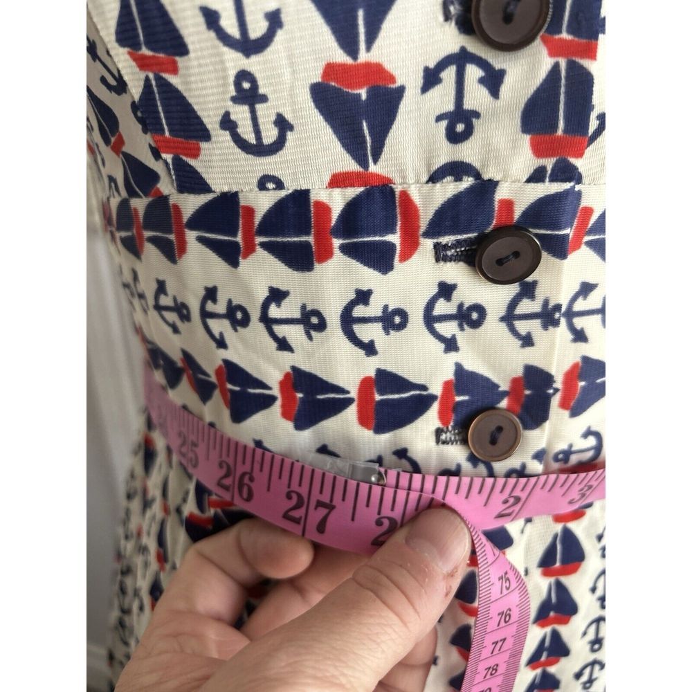 Vintage 60s Sailor Nautical Style Sleeveless Mini Dress Scooter Skirt Small - Picture 13 of 16